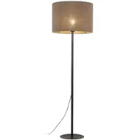 Licht-Erlebnisse Stehleuchte Metall Stoff E27 165 cm Schwarz Braun rund Modern
