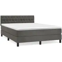 Syfax Boxspringbett mit Matratze Dunkelgrau 140x200 cm Samt