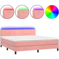 Syfax Boxspringbett mit Matratze & LED Rosa 160x200 cm Samt