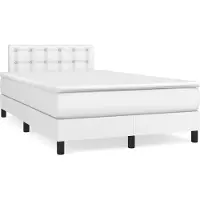 vidaXL Design Boxspringbett mit Matratze & LED Weiß 120x190 cm Kunstleder, Klassische Betten 2024 Neu