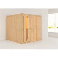 Karibu Sauna Innensauna Rodin Fronteinstieg ohne Zubehör 196x196x198 cm ohne Dachkranz mit Energiespartür