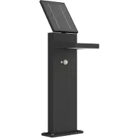 LUCANDE LED-Solarwegelampe Silvan, 60 cm, Sensor, anthrazit Silvan, schwarz, Aluminium, Modern, Solarleuchten