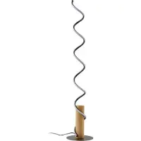 LINDBY LED-Stehleuchte Spiraali, grau, Holz, Höhe 133 cm