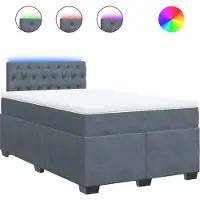 vidaXL Boxspringbett mit Matratze Dunkelgrau 120x190 cm Samt