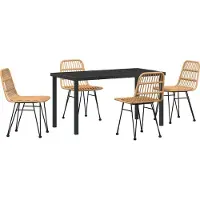 vidaXL Möbel 5-teiliges Garten-Essplatz-Set braun Poly Rattan - Gartenstühle 3379193