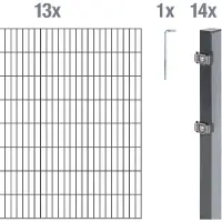 Alberts Doppelstabmatten Zaun, Höhe 160 cm, Länge 26 m, Zaun-Komplettset zum Einbetonieren, anthrazit, Pfosten 60x40 mm