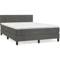 Syfax Boxspringbett mit Matratze Dunkelgrau 140x200 cm Samt