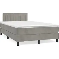 Syfax Boxspringbett mit Matratze Hellgrau 120x200 cm Samt