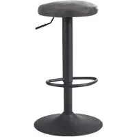 Wohnling Barhocker Grau Wildlederoptik Hocker ohne Lehne 58 - 79 cm Küchenhocker Stoff / Metall 100kg Barstuhl Tresenhocker Drehbar Bistrohocker
