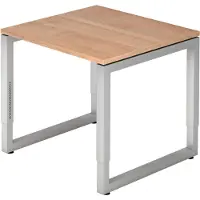 Hjh OFFICE PRO REGO 8 S - 80 x 80 Nussbaum/Silber höhenverstellbar