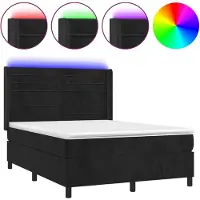 Syfax Boxspringbett mit Matratze & LED Schwarz 140x190 cm Samt