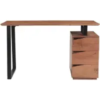 Miliboo Schreibtisch aus massivem Akazienholz und schwarzem Metall mit 3 Schubladen B130 cm HORACE