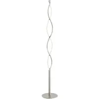 LINDBY LED-Stehlampe Auron, nickelfarben, Metall, Tastdimmer