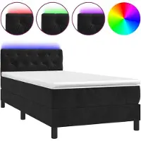 Syfax Boxspringbett mit Matratze & LED Schwarz 80x200 cm Samt