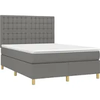 Syfax Boxspringbett mit Matratze Dunkelgrau 140x190 cm Stoff