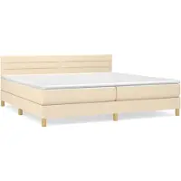 Syfax Boxspringbett mit Matratze Creme 200x200 cm Stoff