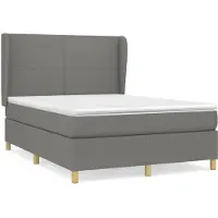 Syfax Boxspringbett mit Matratze Dunkelgrau 140x190 cm Stoff