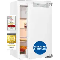 Exquisit Einbau-Kühlschrank, Kühlschrank mit Gefrierfach, 119 Liter, 4-Sterne-Gefrieren, 88 cm Höhe, Festtürmontage, EKS5131-4-FE-090E weiss
