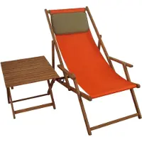 Erst-Holz Gartenliege Liegestuhl terracotta Tisch Kissen Strandstuhl Sonnenliege Buche dunkel 10-309TKD