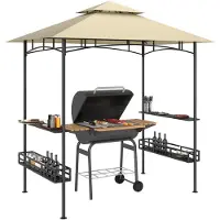 Outsunny Grillpavillon 240L x 150B x 257H cm Beige | Gr.: onesize