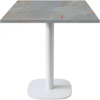 Restootab Tisch 70 x 70 cm – rundes Modell, weiß-rostgrauer Fuß
