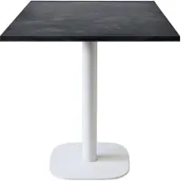 Restootab Tisch 70 x 70 cm – rundes Modell, Metallbein in Schieferweiß