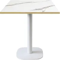 Restootab Tisch 70 x 70 cm – Rundes Modell aus weißem Marmor mit Messingkanten