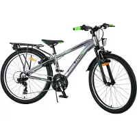 Tpfsports Cross Kinderfahrrad - Jungen - 2 Handbremsen - 18 Gänge - 24 Zoll - Grau