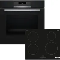 Bosch HBD274FB66 (HBA171BB3+PUE61RBB6E), Zonen-Induktionskochfeld, 4 Zone(n), Glaskeramik, Schwarz, Berührung, 59,2 cm