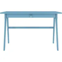 Möbel Kraft Edda Schreibtisch mit 2 Schubladen / Massivholz Buche / Schminktisch / Computertisch / Kinderschreibtisch / Bürotisch / Pastellblau