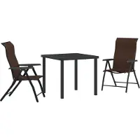 vidaXL Möbel 3-teiliges Garten-Esstisch-Set in Braun aus Poly-Rattan - Gartenstühle 3379261