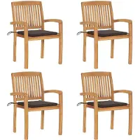vidaXL Cloris Designermöbel Stapelbare Gartenstühle mit Kissen 4er Set Massivholz Teak 2024 Neu