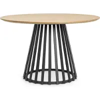Natur24 Tisch Cillian 120 x 120 x 76 cm MDF Stahl Eschenholzfurnier Schwarz