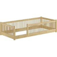 Erst-Holz Kinderbett niedriges Bodenbett Kiefer natur 90x200 Kleinkinder Laufstall ähnlich V-60.65-09Rollrost inkl.