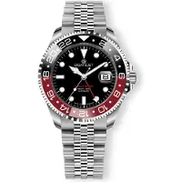 Gigandet Automatikuhr Edelstahl Saphirglas Silber Schwarz World Trip GMT Ceramic - G1000-007M-C