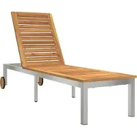 vidaXL Möbel Sonnenliege mit Rädern 207x58x35 cm aus massivem Akazienholz und Edelstahl - Gartenliegen 42006195