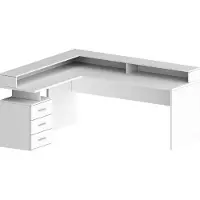 Dmora Schreibtisch Dcerretell, Eckschreibtisch mit Platte, Mehrzweck-Büroschreibtisch, 180x90h160 cm, Weiß