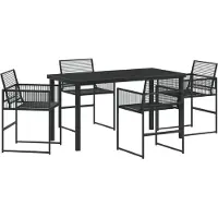 vidaXL Möbel 5-teiliges Garten-Ess-Set Schwarzes Poly-Rattan - Gartenstühle 3379327