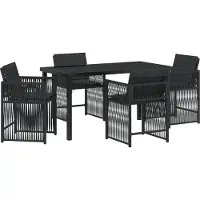 vidaXL Möbel 5-teiliges Garten-Essset mit Kissen Schwarz Poly Rattan - Gartenstühle 3380774