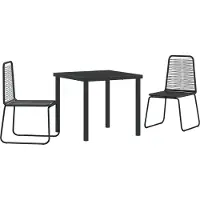 vidaXL Möbel 3-teiliges Garten-Esstisch-Set Schwarz Poly-Rattan - Gartenstühle 3379387