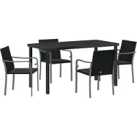 vidaXL Möbel 5-teiliges Gartenset mit Kissen in Schwarz aus Poly Rattan - Gartenstühle 3379053
