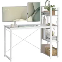 Songmics Schreibtisch mit Regalböden 120 cm breit ahornweiß LWD048W44