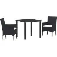 vidaXL Möbel 2-teiliges Garten Essstuhl Set Schwarz Poly Rattan - Gartenstühle 3379723