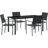 vidaXL "2025"Cloris 5-teiliges Garten-Esszimmer-Set Schwarz Poly Rattan - Gartenstühle 423743