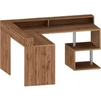Dmora Schreibtisch Sansone 180x93x160 cm Braun, Eck, 2 Regale