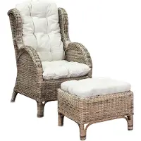 Mojawo Rattan Relaxsessel mit Fußhocker inklusive Sitzpolster