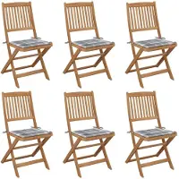 vidaXL Cloris Designermöbel Klappbare Gartenstühle 6er Set mit Kissen Massivholz Akazie 2024 Neu
