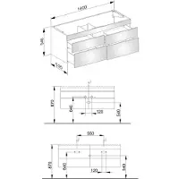 Keuco Waschtischunterschrank Edition 400 140x54,6x53,5cm, 4 Ausz., we hgl/we hgl