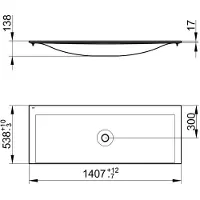 Keuco Edition 11 Keramik-Waschtisch 1405 x 538 mm ohne Hahnlochbohrung - weiß - 31160311400