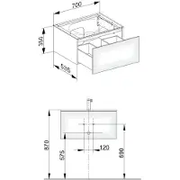 Keuco Edition 11 Waschtischunterbau 700 x 350 x 535 mm mittig mit 1 Auszug - Anthrazit Glas / Lack Matt - 31341110000